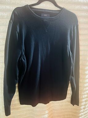 1901 Men's Navy/Black Crewneck Knit Sweater 5% cashmere size L